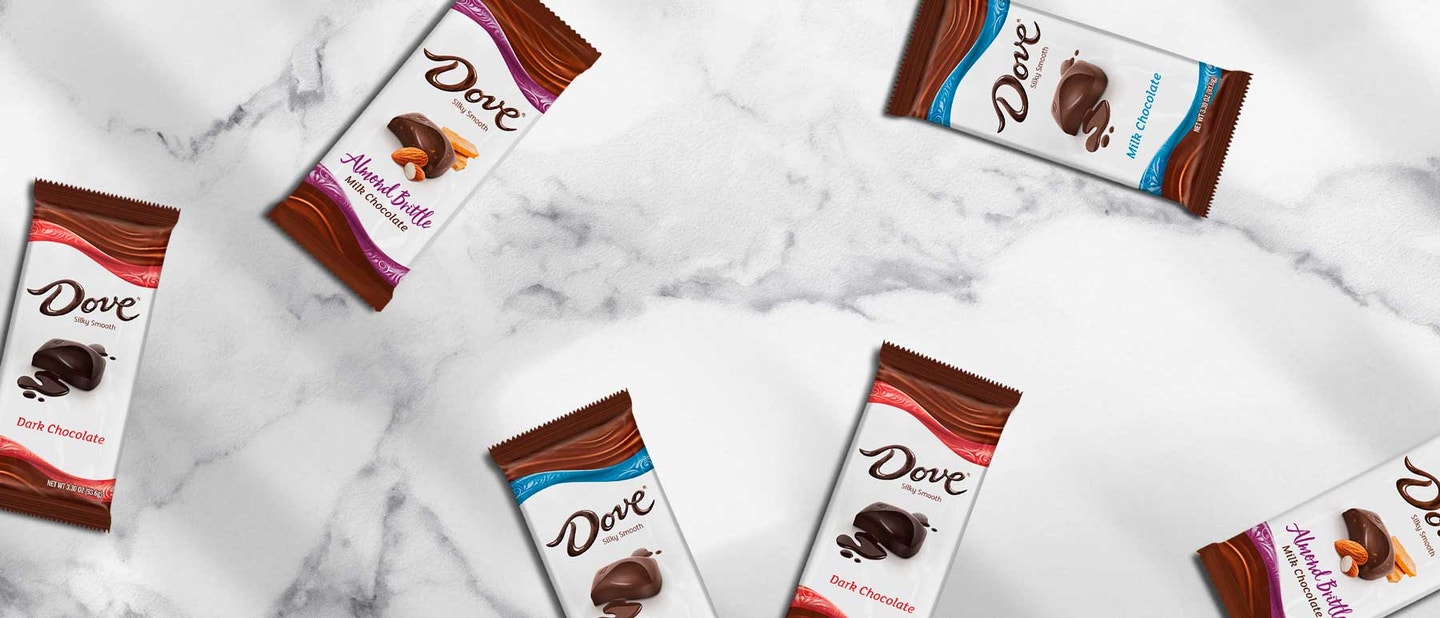 Assorted Dove Bars on a marble surface
