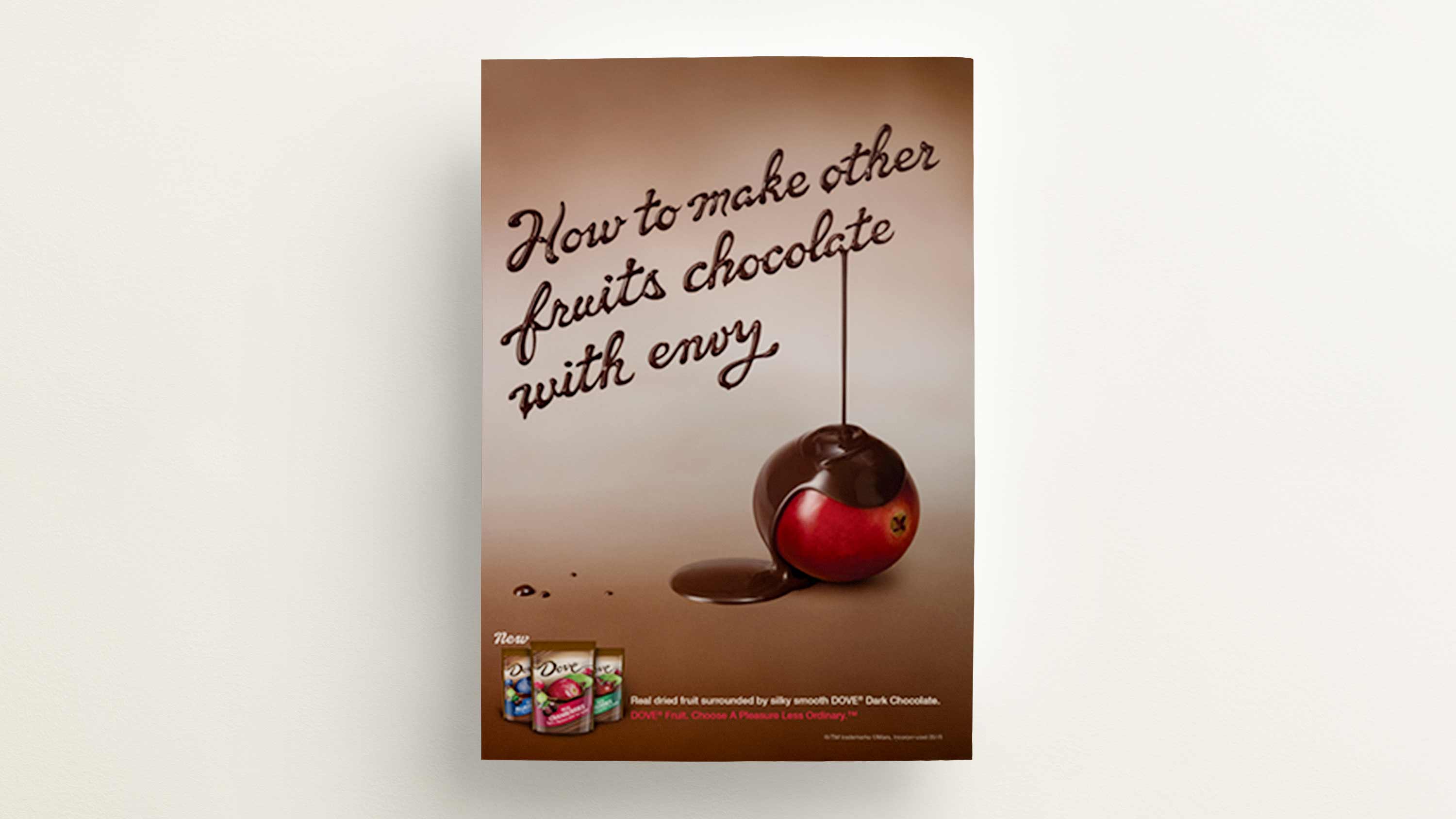 2015 DOVE® Fruit is launched: a luscious collision of silky, rich dark DOVE® chocolate and tasty cherries, blueberries and cranberries.
