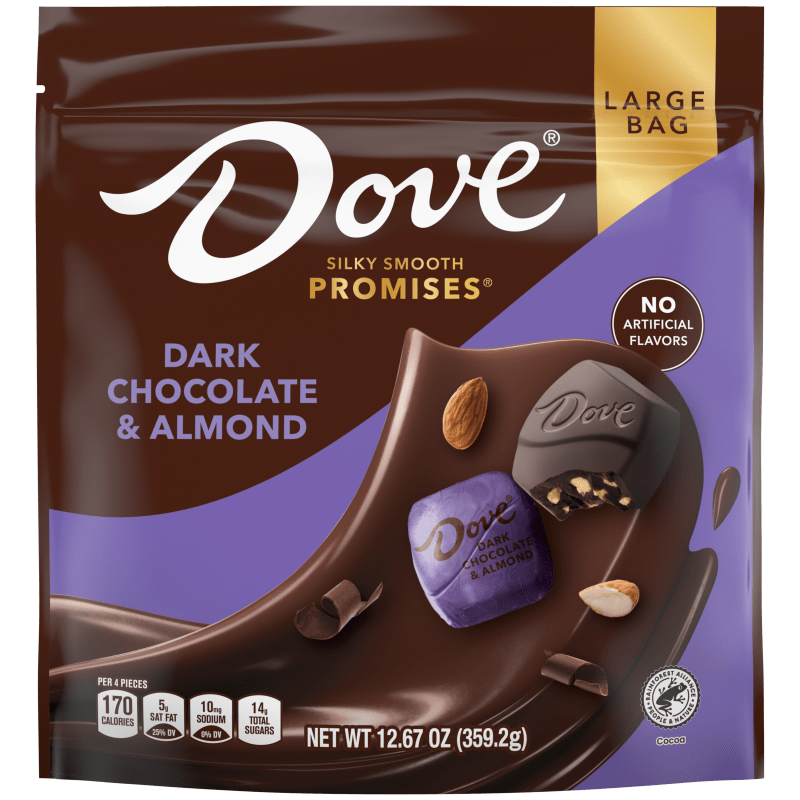 DOVE PROMISES DARK CHOCOLATE ALMOND STAND UP POUCH 12.67OZ | Dove
