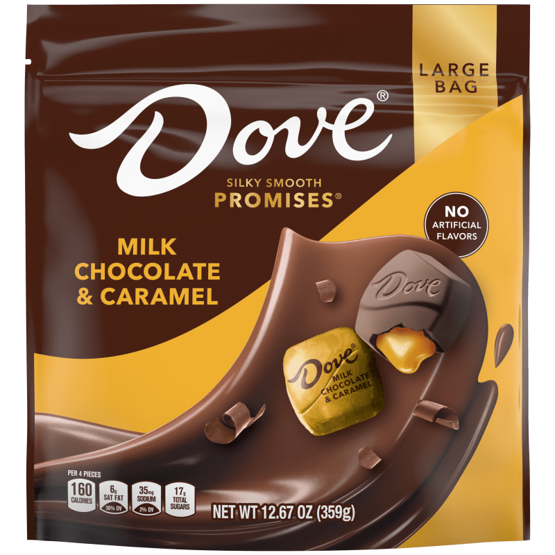 DOVE PROMISES MILK CHOCOLATE CARAMEL STAND UP POUCH 12.67OZ image