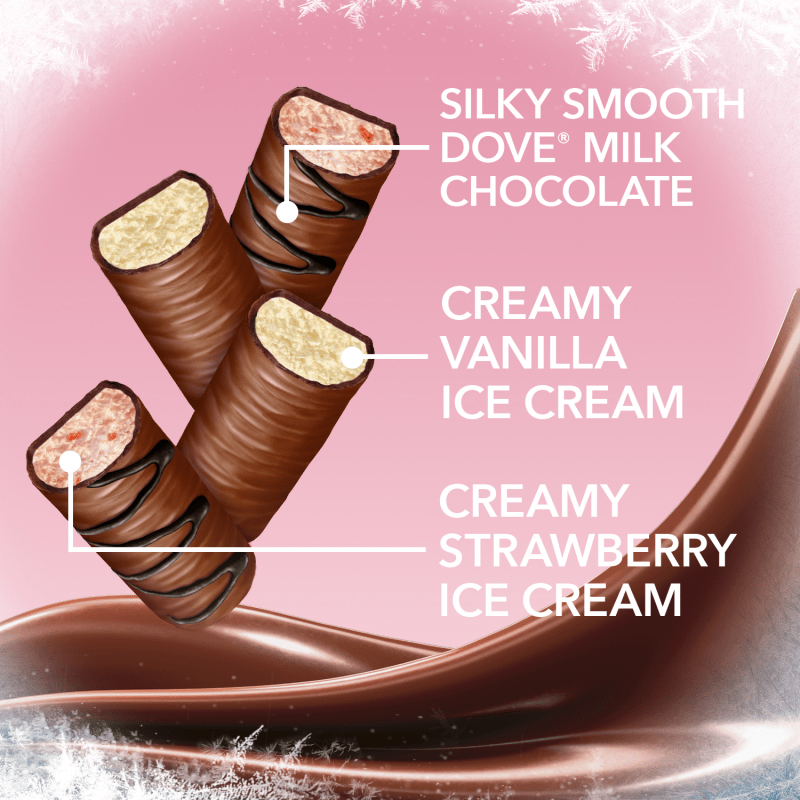 DOVE Vanilla & Strawberry Mini Milk Chocolate Individually Wrapped Ice Cream Bars Assortment, 10 Pack, 0.75 Oz Bars
