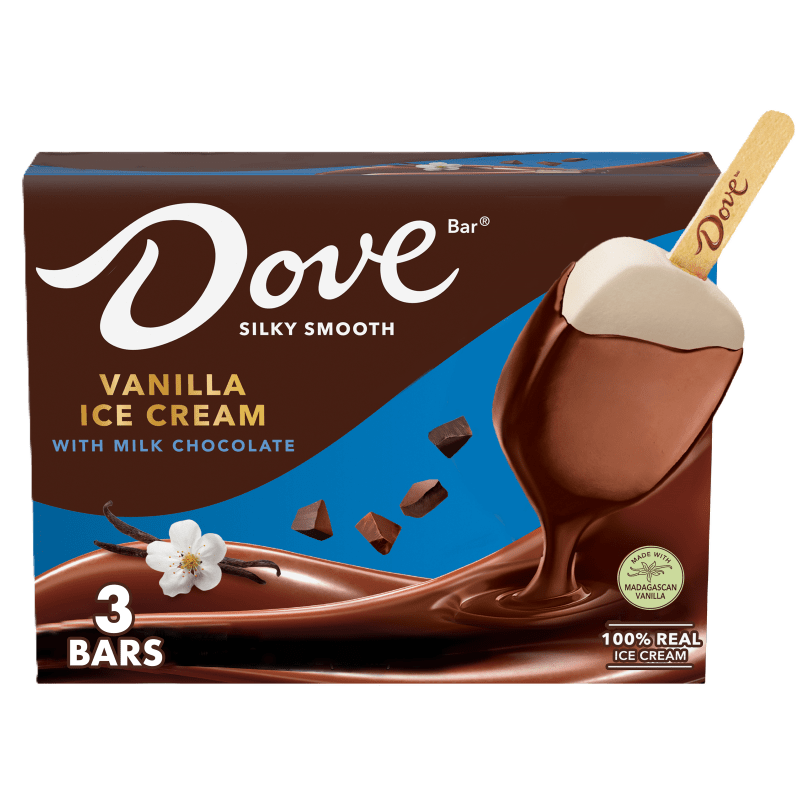 Dove Vanilla Ice Cream Bars Coated With Milk Chocolate, 3 Pack, 2.89 Oz Bars