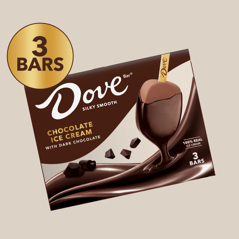 DOVE Chocolate Ice Cream Bars with Dark Chocolate, 3 Pack, 2.89 Oz Bars